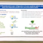 DisposeRx at-home medication disposal packet attached to instructions