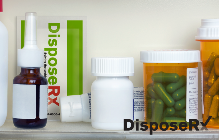 DisposeRx packet in medicine cabinet